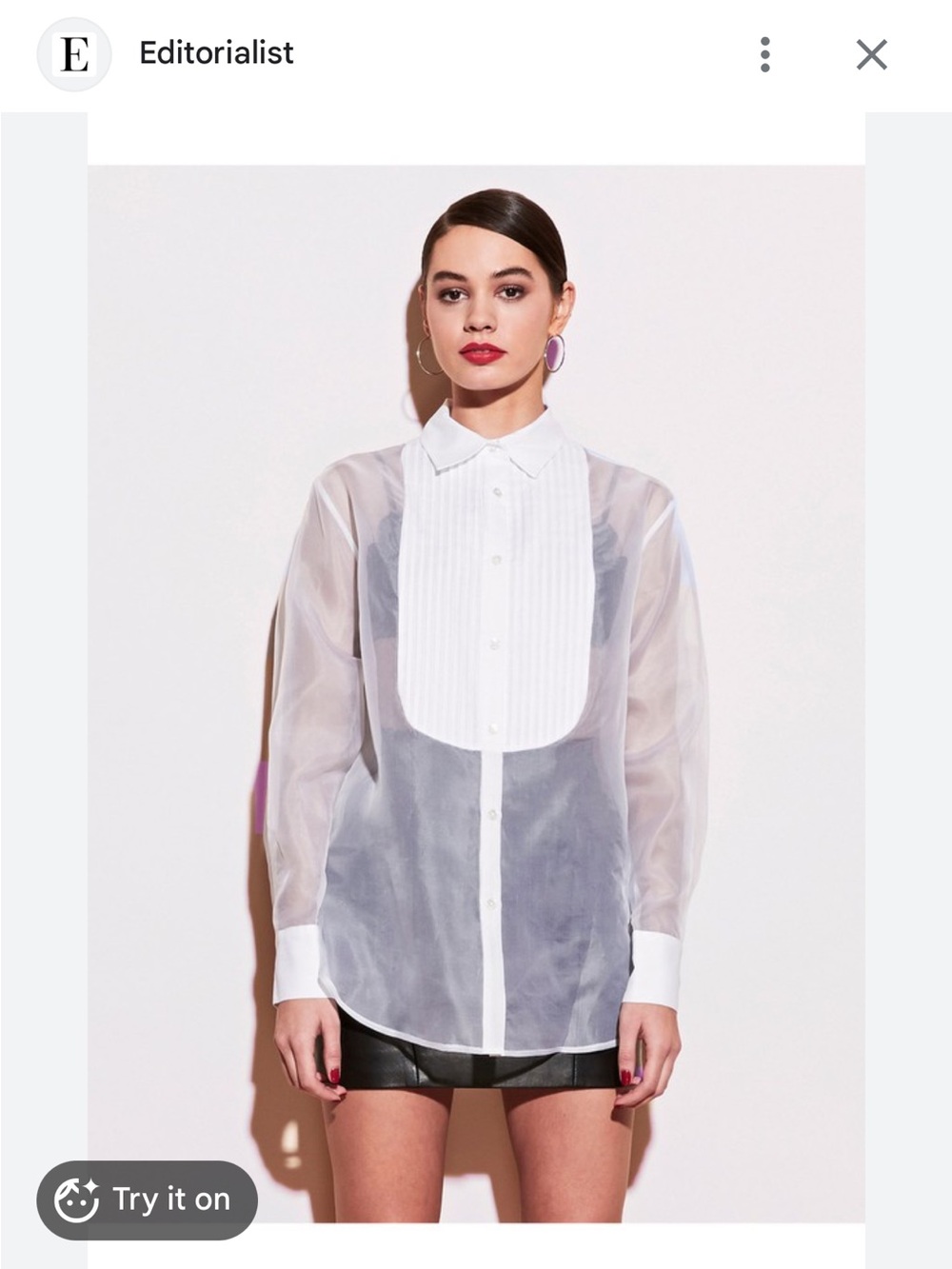 Fleur du Mal White Organza Bib Shirt brand new with tags